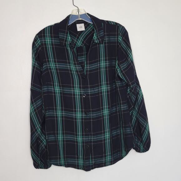 CAbi Big Sur Plaid Button Front Shirt Green Casual Viscose Fall Women Small - Picture 10 of 13
